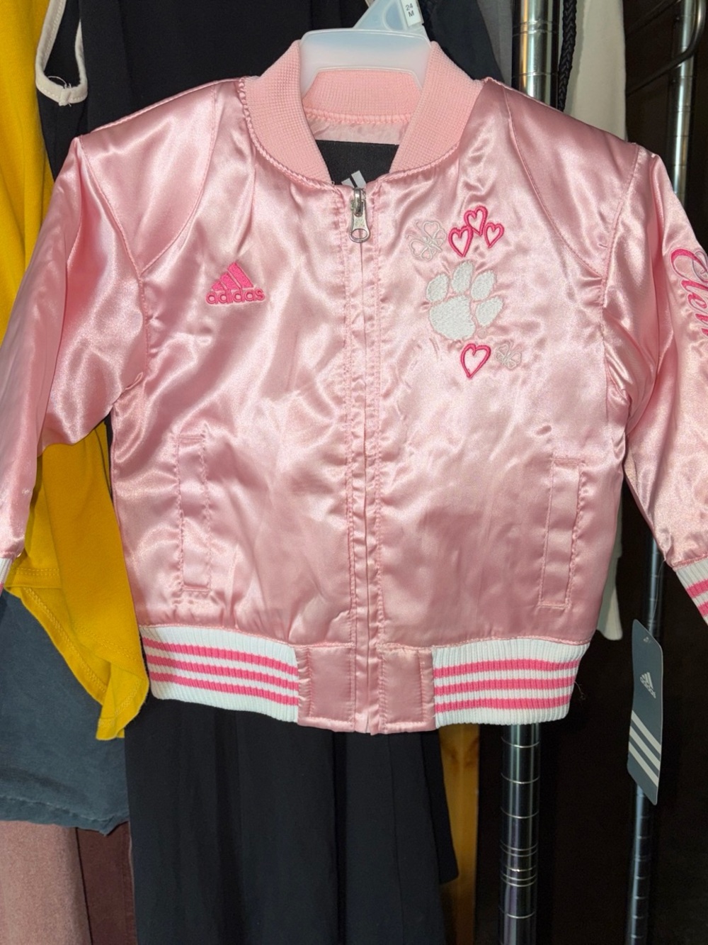 NWT Adidas Clemson Tigers pink bomber jacket Size 24 months